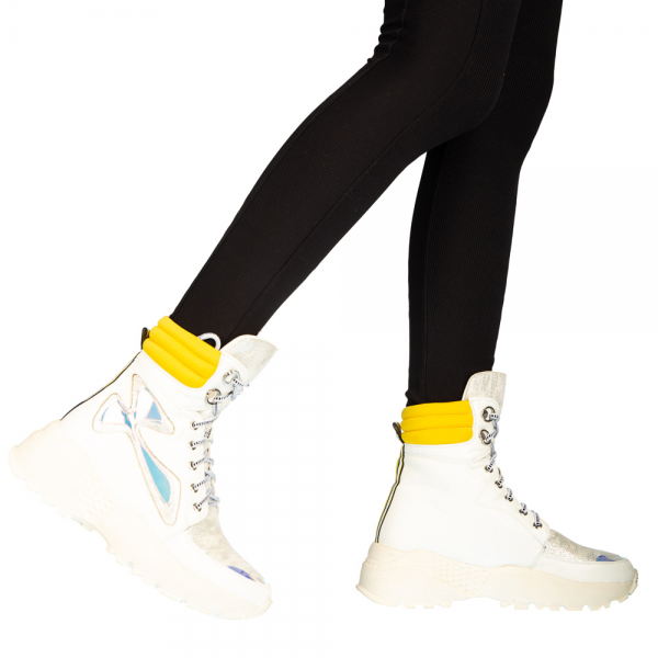 Γυναικεία αθλητικά παπούτσια  λευκά από οικολογικό δέρμα Reeva, 4 - Kalapod.gr